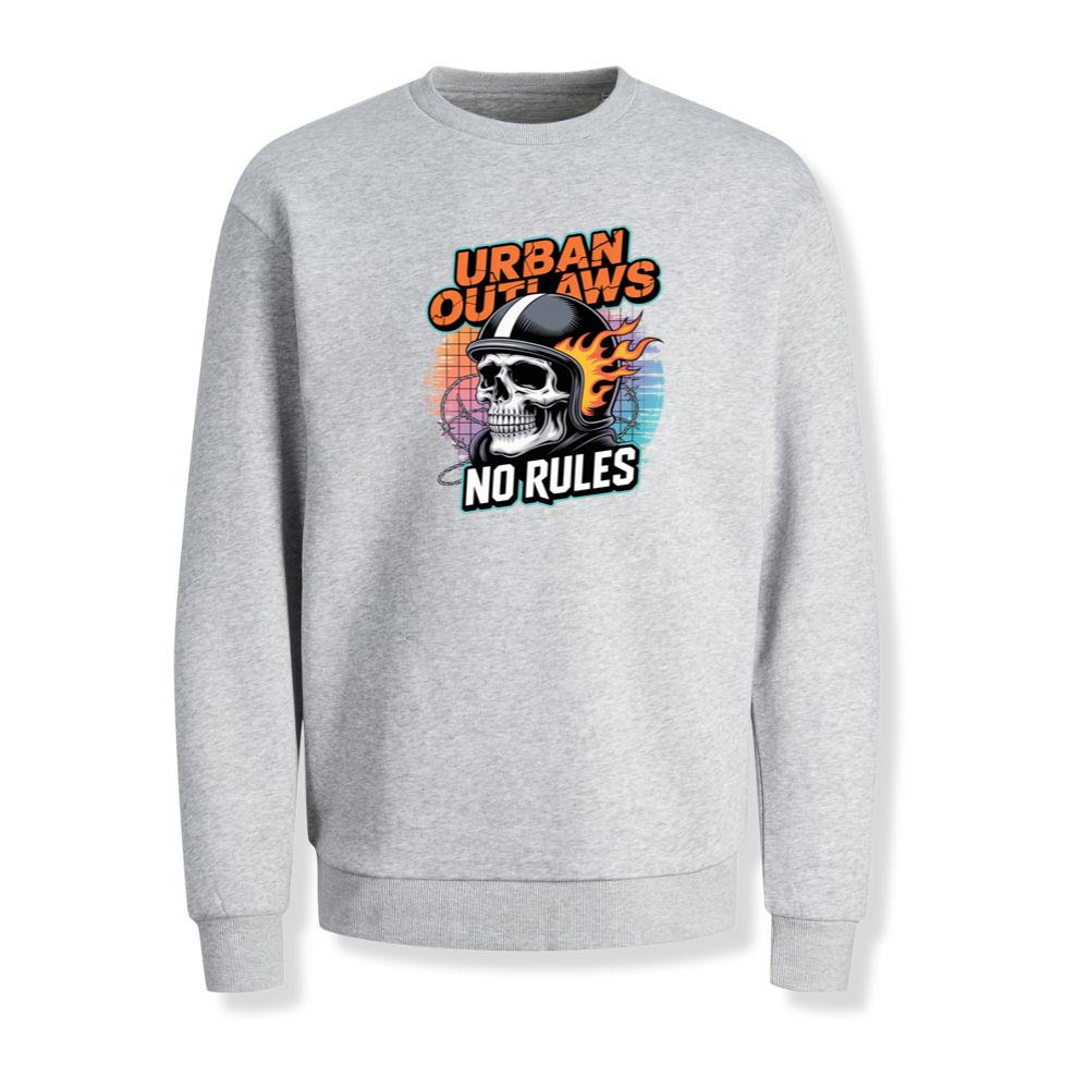 Urban Outlaws Skull Fire Biker Graphic Sweatshirt