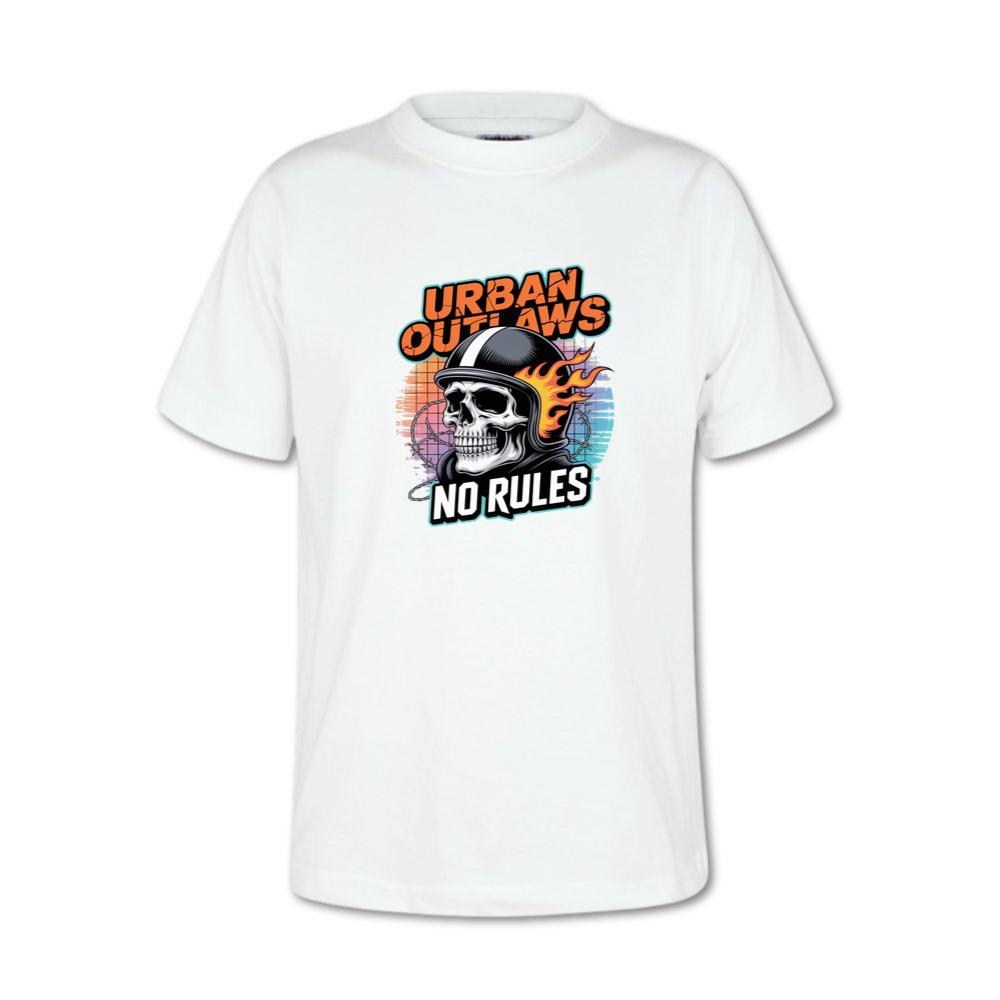 Urban Outlaws Skull Fire Biker Graphic T-Shirt