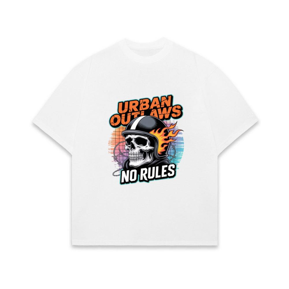 Urban Outlaws Skull Fire Biker Graphic T-Shirt