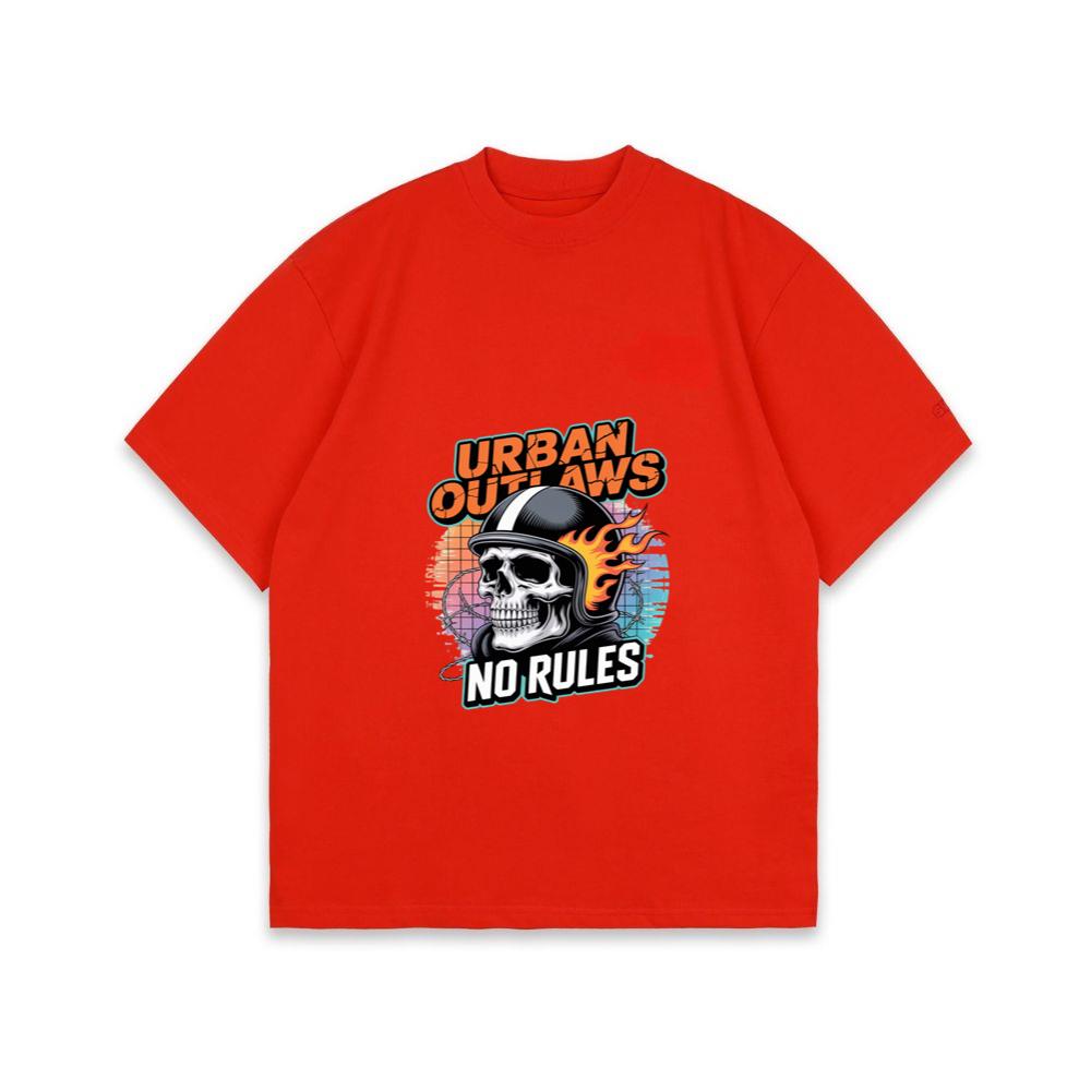 Urban Outlaws Skull Fire Biker Graphic T-Shirt