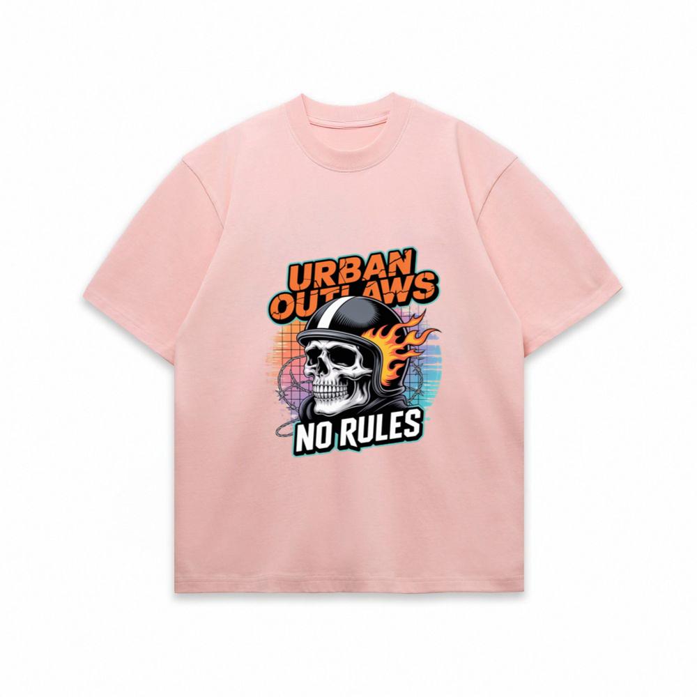 Urban Outlaws Skull Fire Biker Graphic T-Shirt