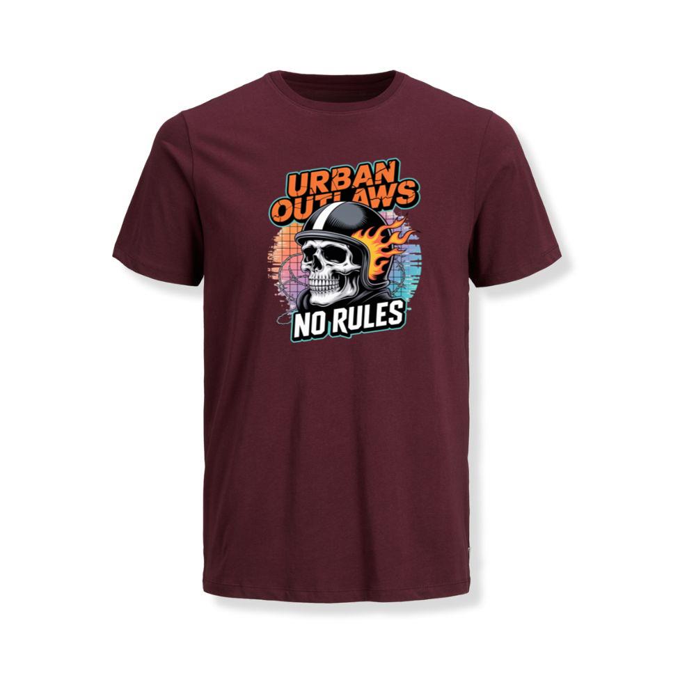 Urban Outlaws Skull Fire Biker Graphic T-Shirt - Image 3
