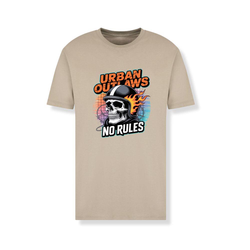 Urban Outlaws Skull Fire Biker Graphic T-Shirt