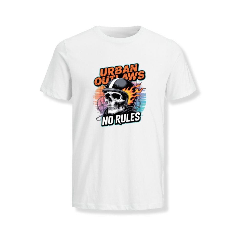 Urban Outlaws Skull Fire Biker Graphic T-Shirt