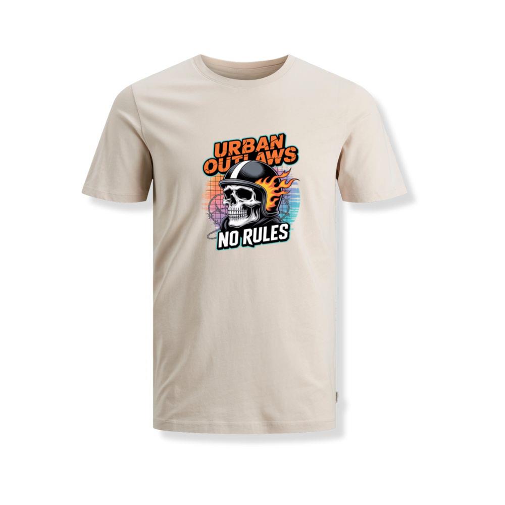 Urban Outlaws Skull Fire Biker Graphic T-Shirts