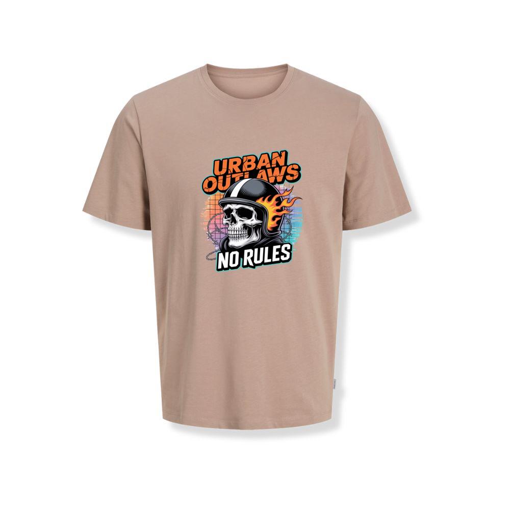 Urban Outlaws Skull Fire Biker Graphic T-Shirts