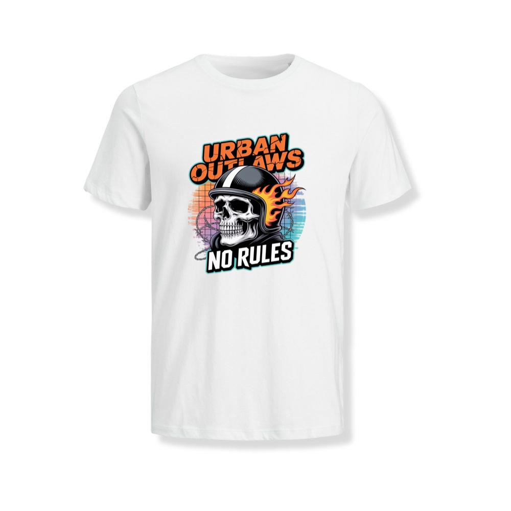 Urban Outlaws Skull Fire Biker Graphic T-Shirts
