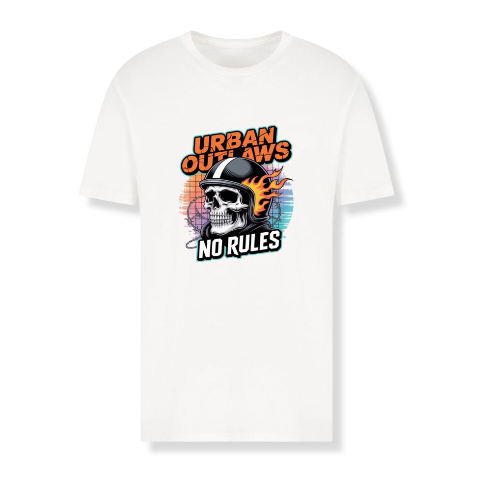 Urban Outlaws Skull Fire Biker Graphic T-Shirts