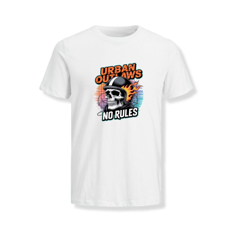 Urban Outlaws Skull Fire Biker Graphic T-Shirts