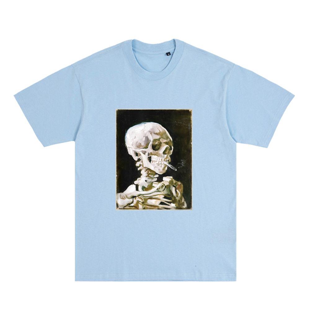 Van Gogh Skeleton Skull Vintage Streetwear Art Painting T-Shirt 