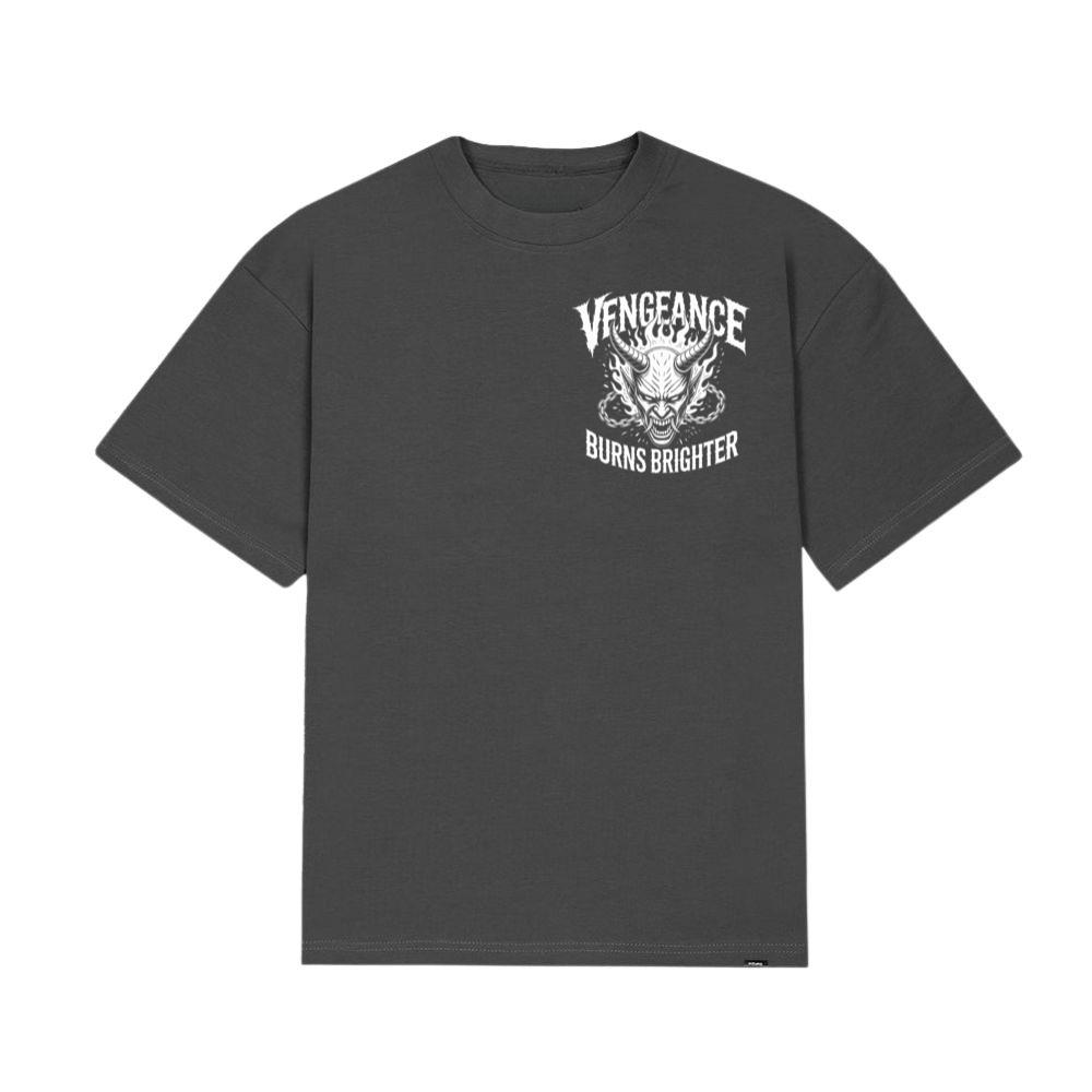 Vengeance Burns Brighter Skull Horror Design T-Shirt - Image 2