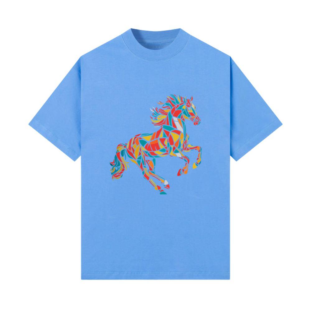Vibrant Geometric Farm Animal Graphic Horse T-Shirt