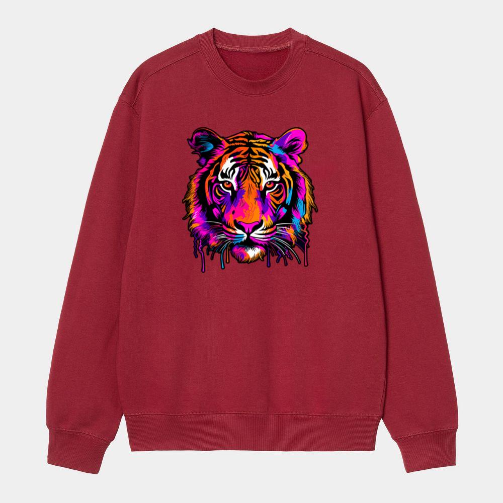 Vibrant Neon Tiger Face Sweatshirt