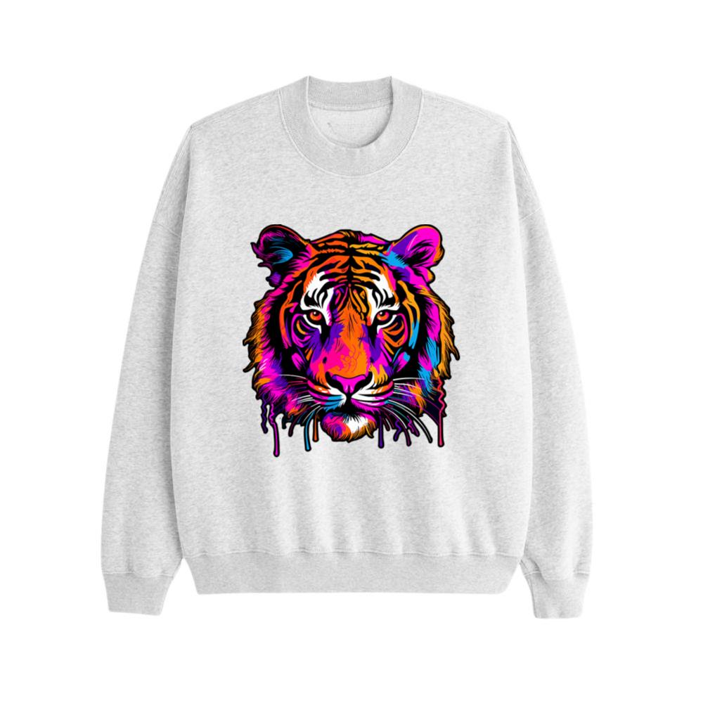 Vibrant Neon Tiger Face Sweatsrhits