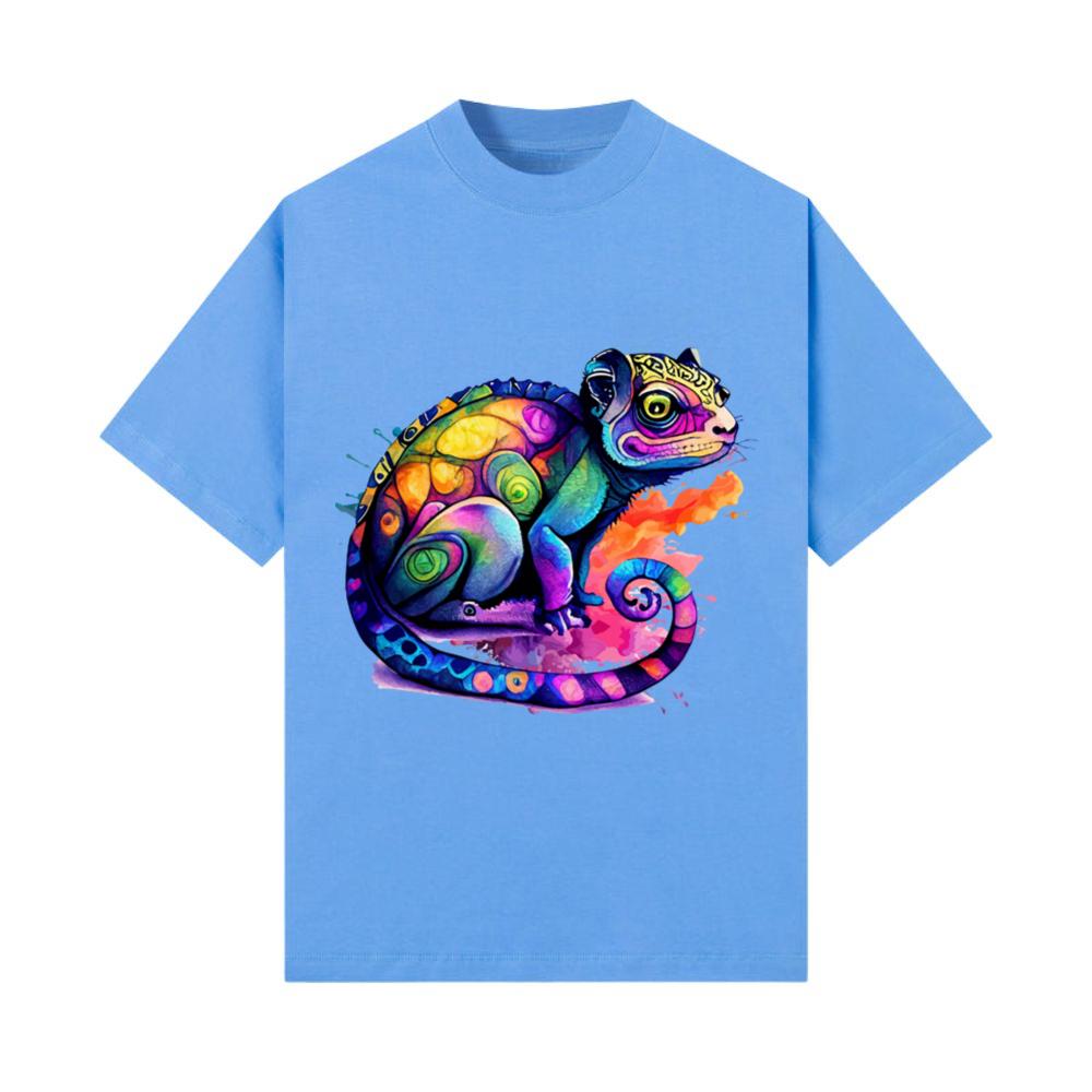 Vibrant Psychedelic Chameleon Illustration T-Shirt