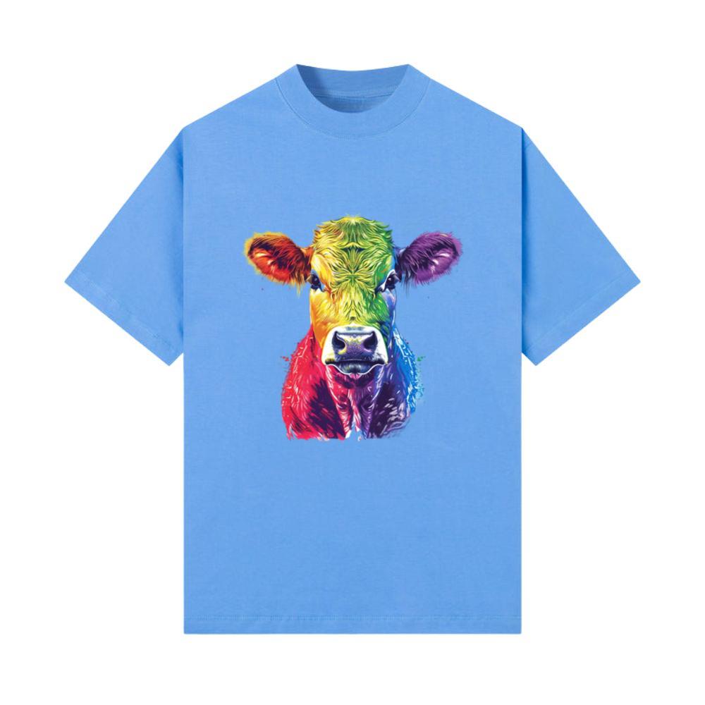 Vibrant Rainbow Cow Art for Animal Lovers T-Shirt
