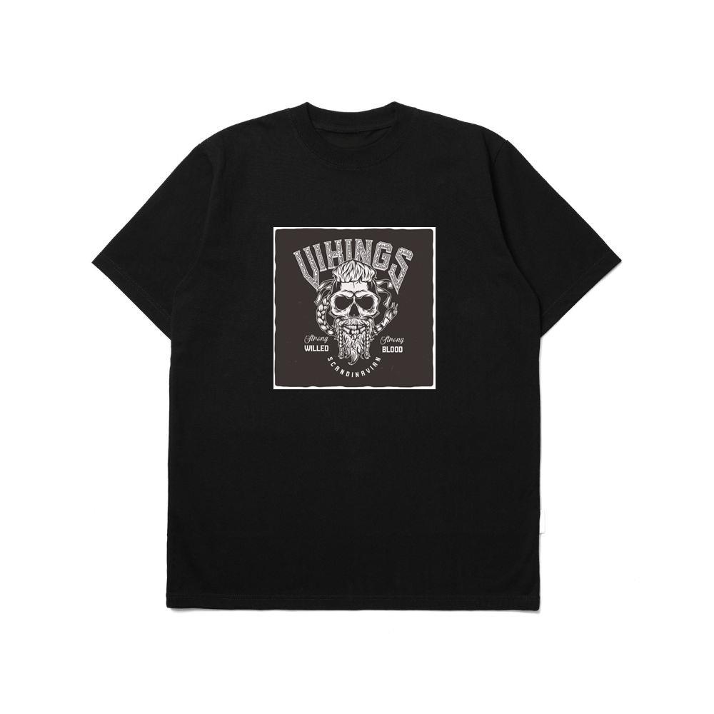 Viking Skull with Braids and Beard TShirts Valaspals