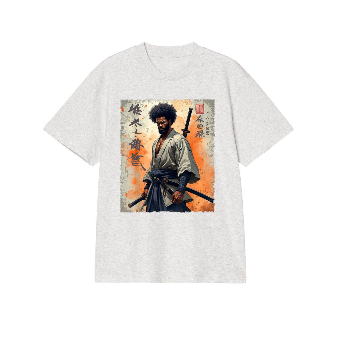 Vintage African Samurai Afro American Bushido Warrior Katana T-Shirt