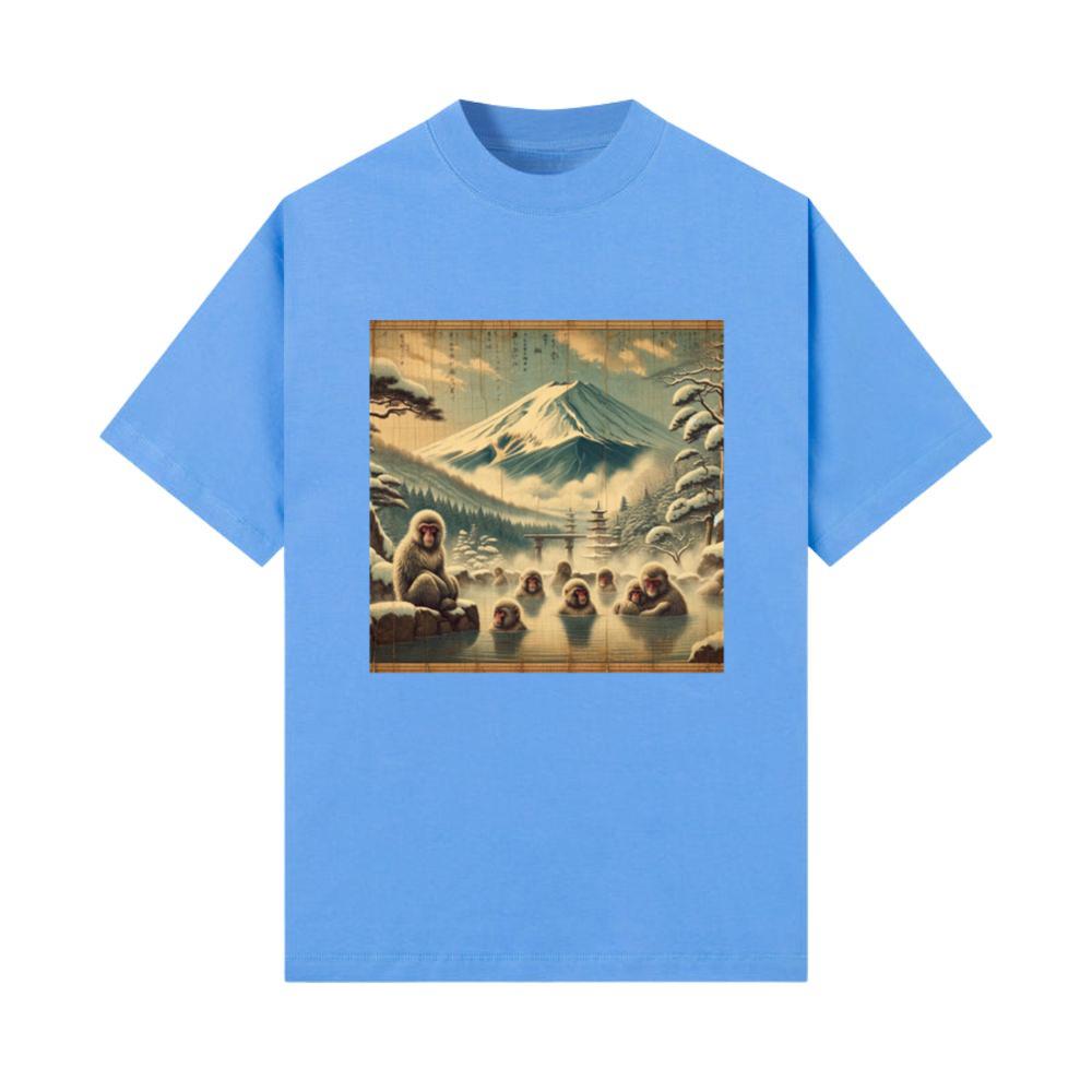 Vintage Animal Macaque Winter Monkey Japanese Art T-Shirt