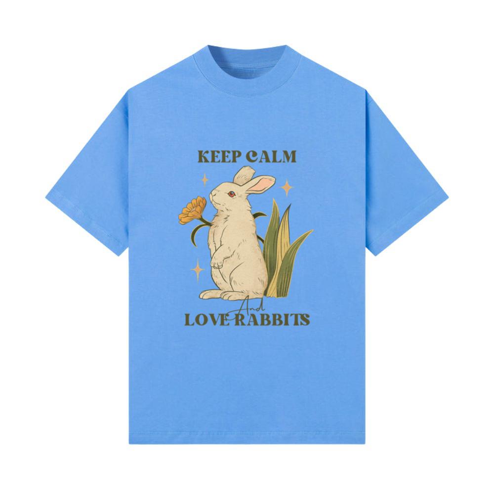 Vintage Animal T Shirt keep calm and love rabbits T-Shirt