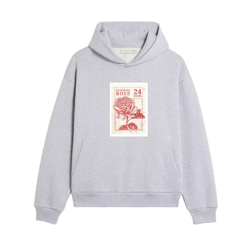 Vintage Blooming Rose Stamp Hoodies
