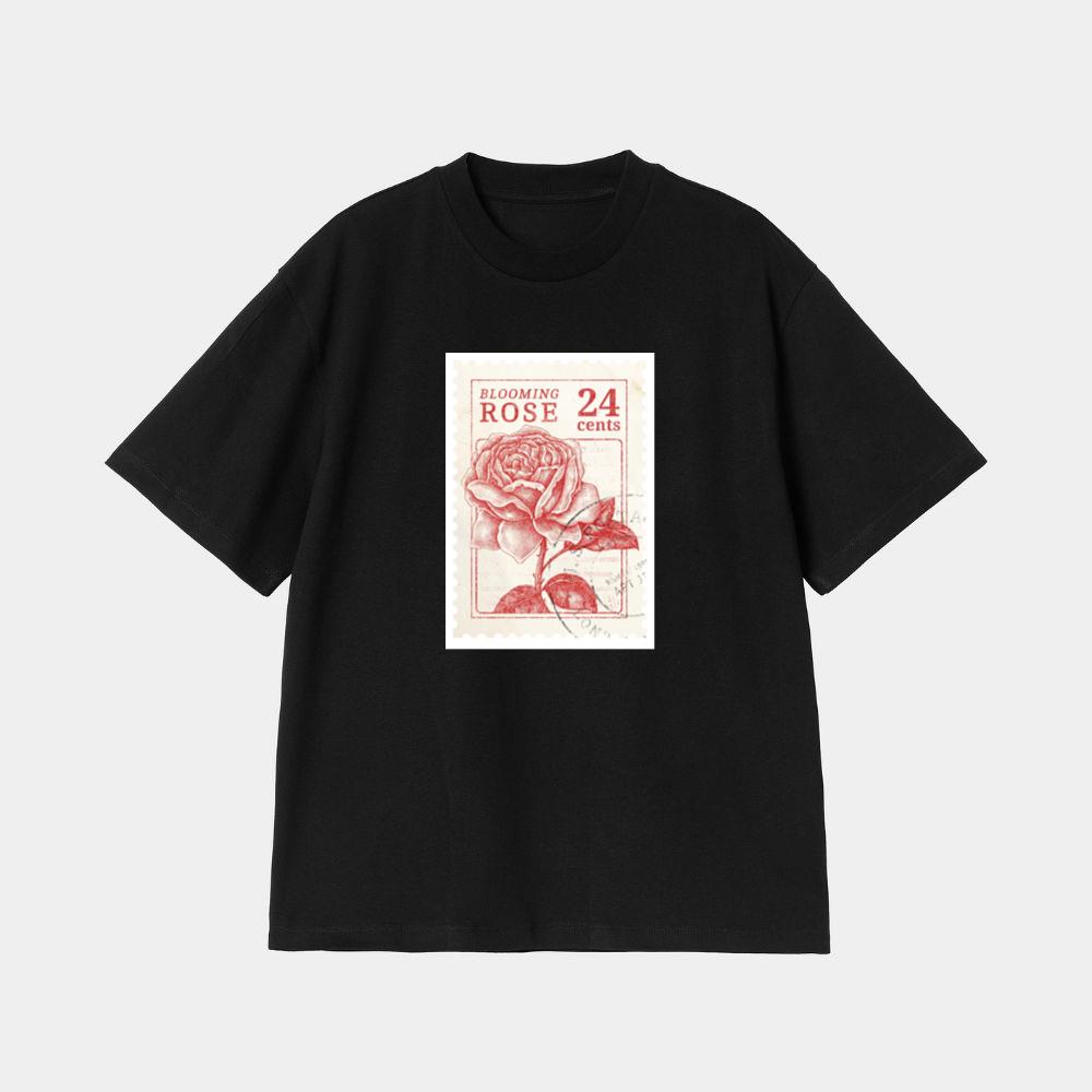 Vintage Blooming Rose Stamp T-Shirt