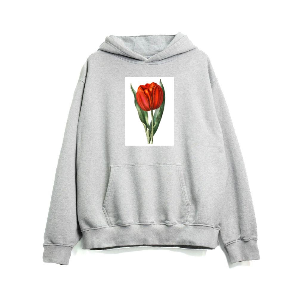 Vintage Botanical Red Tulip Illustration Hoodies