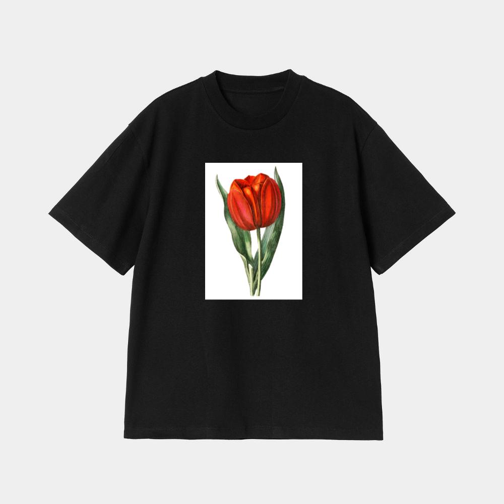 Vintage Botanical Red Tulip Illustration T-Shirt
