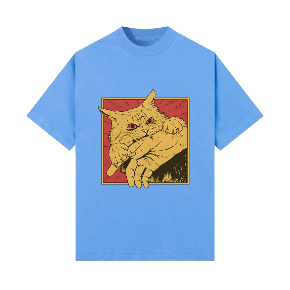 Vintage Cat Bite Japanese Horror Anime T-Shirt