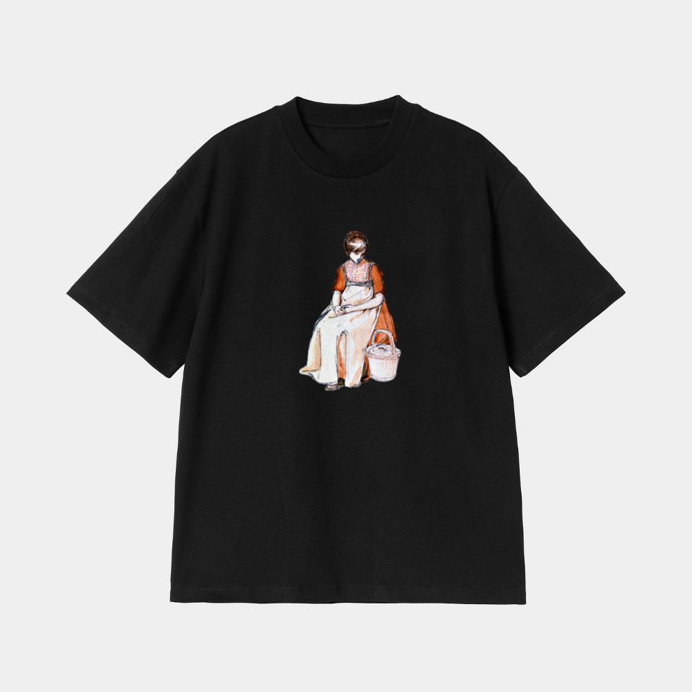 Vintage Illustration of a Seated Girl T-Shirt