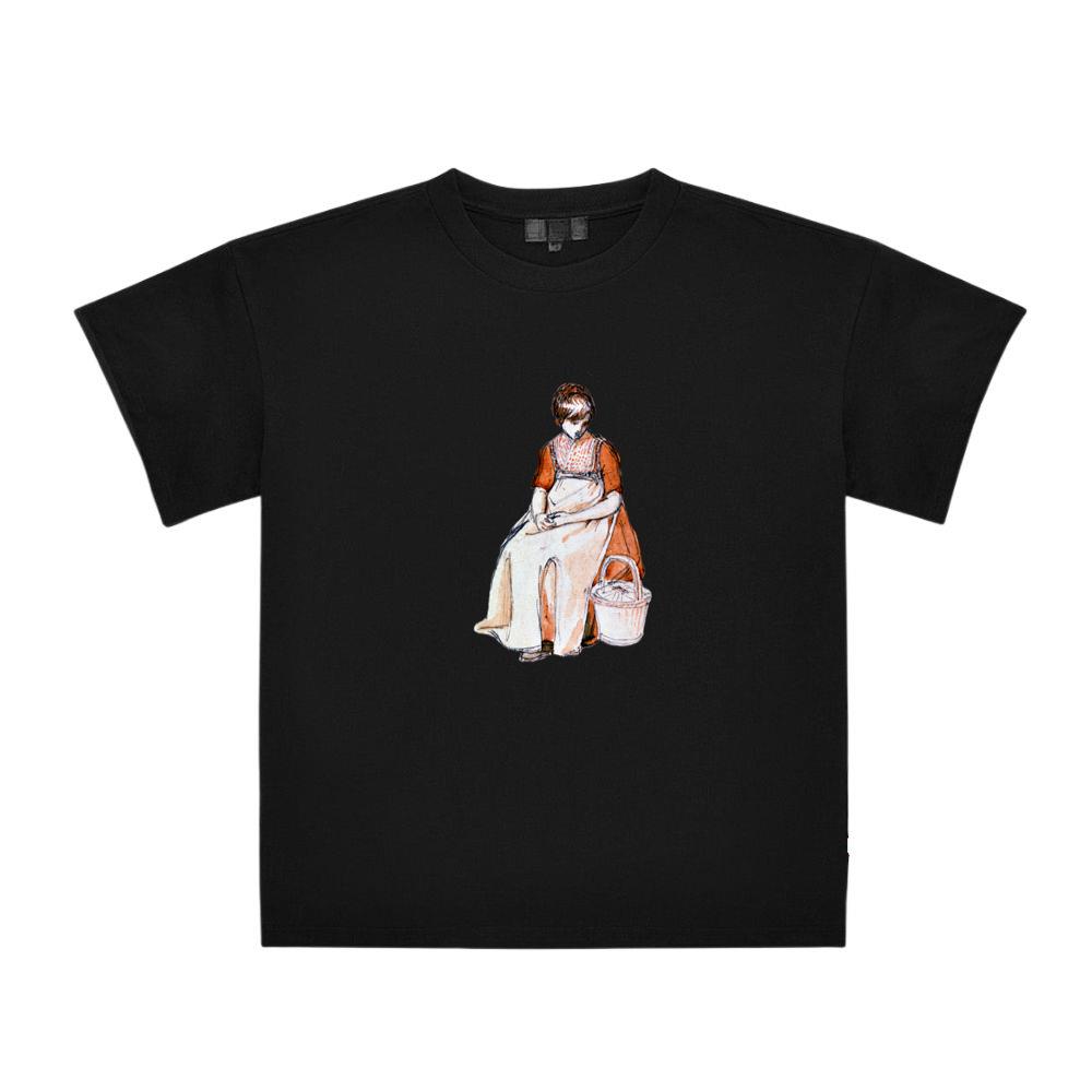 Vintage Illustration of a Seated Girl T-Shirts