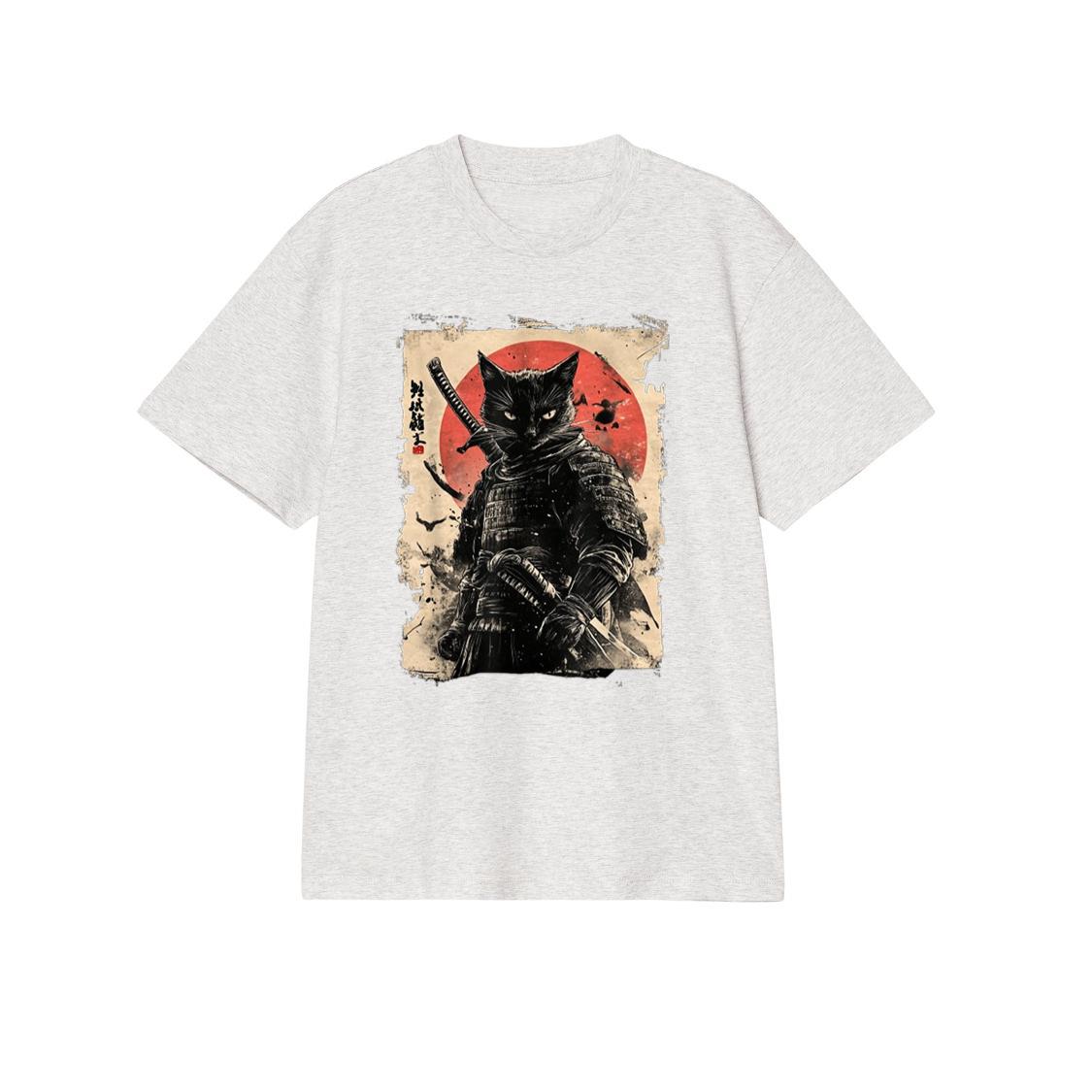 Vintage Japanese Art anime graphic samurai cat warrior T-Shirt for Men Women Kids