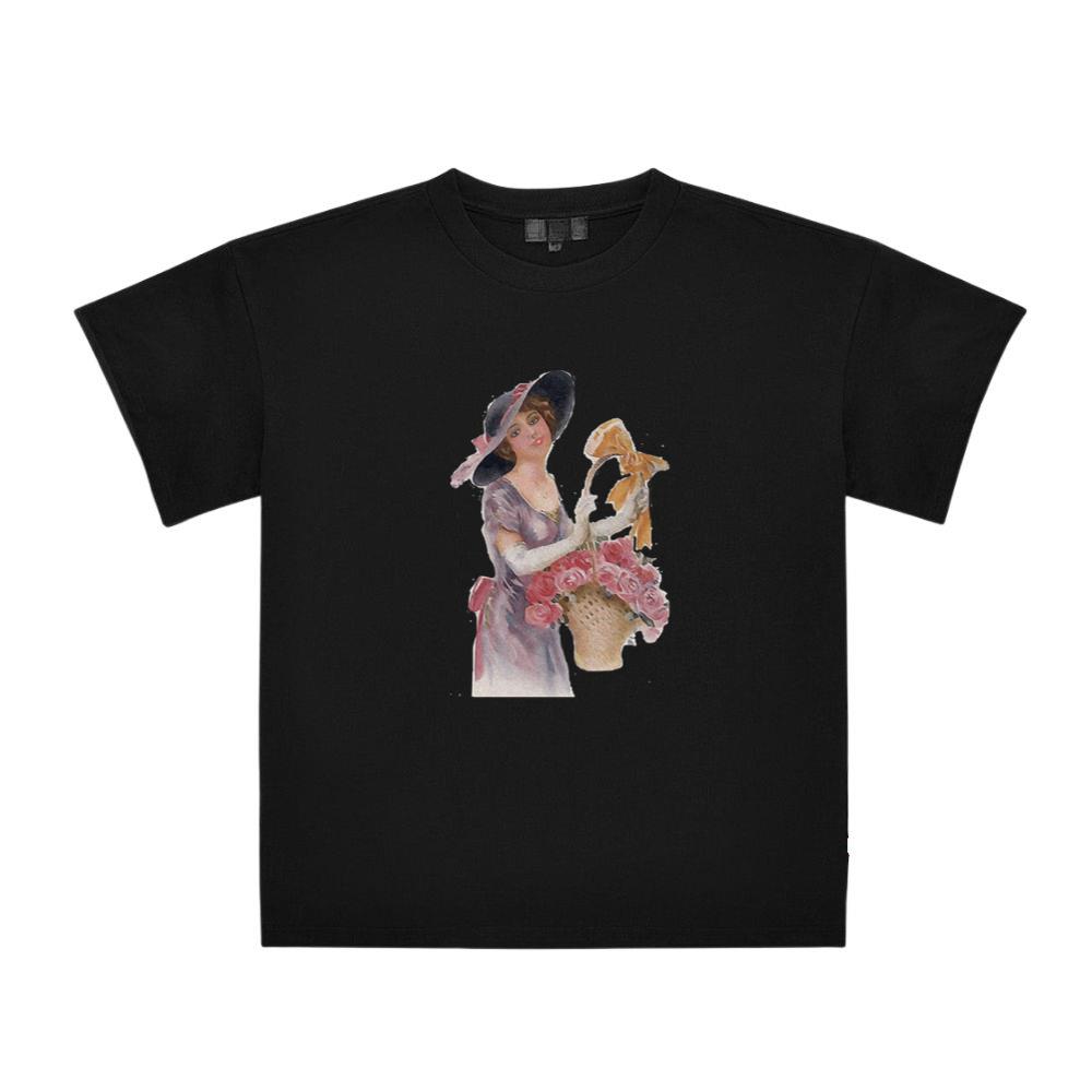 vintage lady with flowers painting T-Shirts