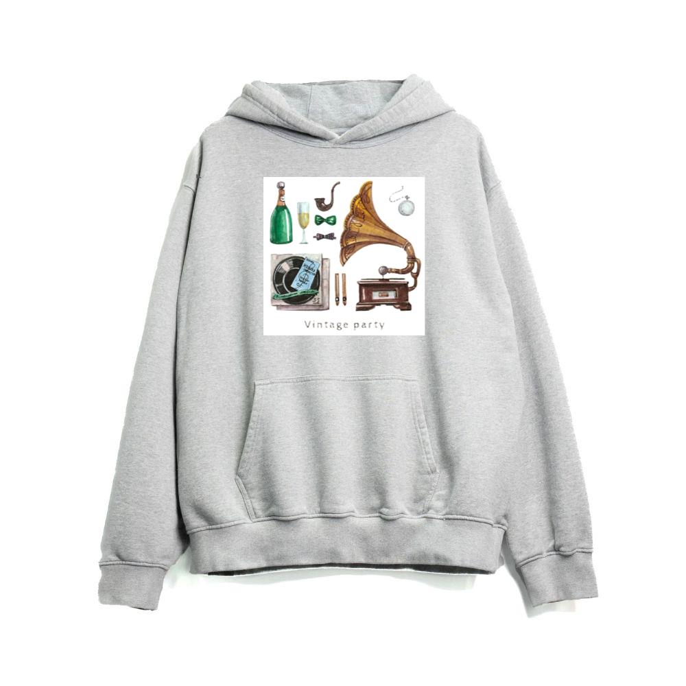 Vintage Party with Gramophone and Records Hoodies