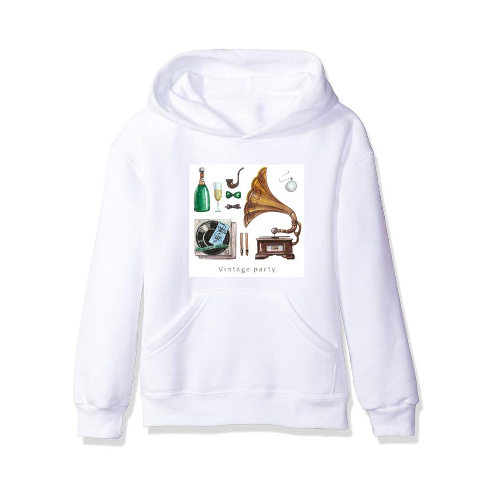 Vintage Party with Gramophone and Records Hoodies