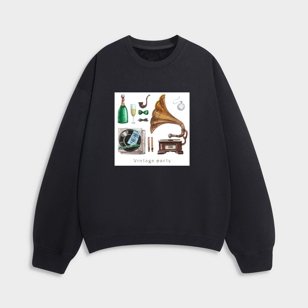 Vintage Party with Gramophone and Records Sweatshirt