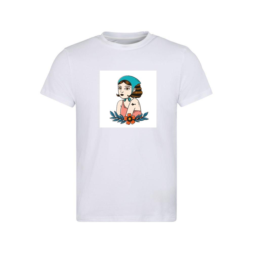 Vintage Tattoo Style Woman with Flower T-Shirts