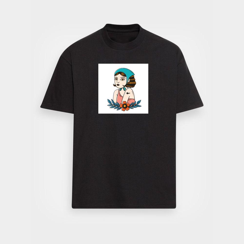 Vintage Tattoo Style Woman with Flower T-Shirts