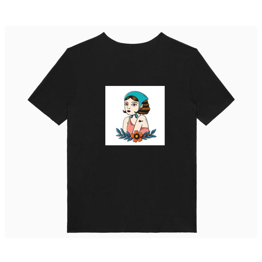 Vintage Tattoo Style Woman with Flower T-Shirts
