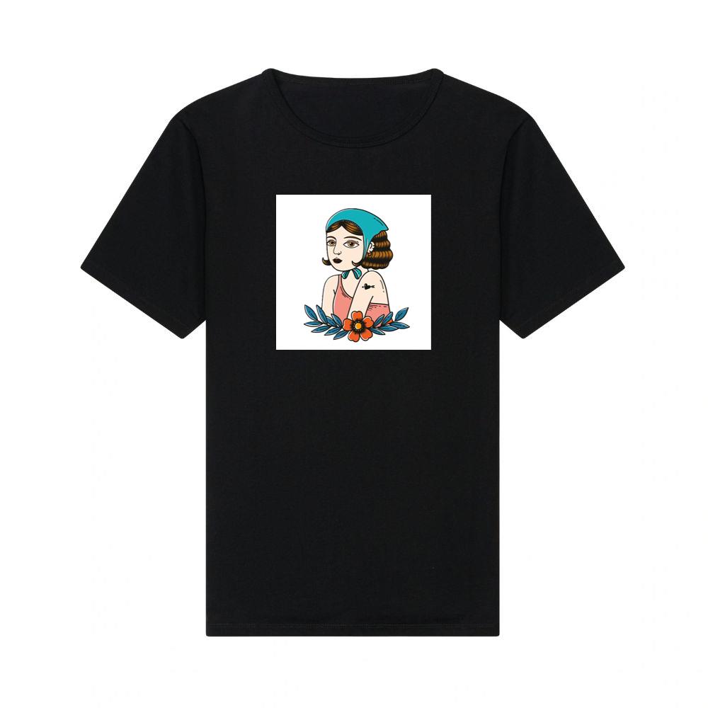 Vintage Tattoo Style Woman with Flower T-Shirts