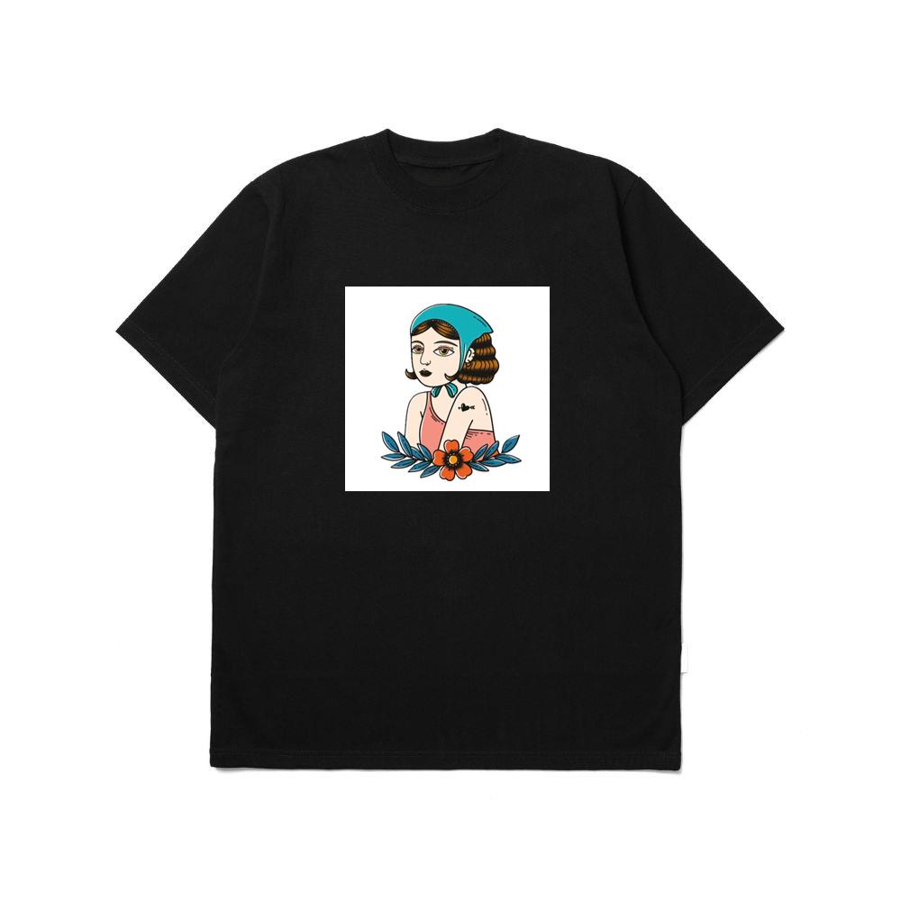 Vintage Tattoo Style Woman with Flower T-Shirts