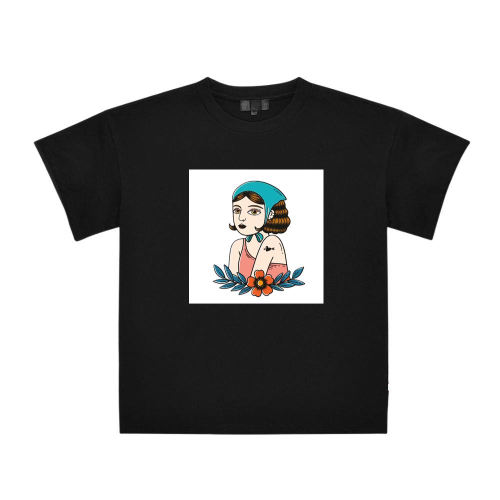 Vintage Tattoo Style Woman with Flower T-Shirts
