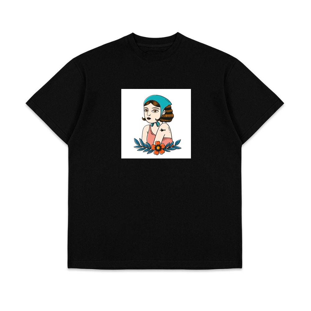 Vintage Tattoo Style Woman with Flower T-Shirts