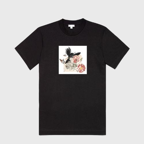 Vintage Woman with Hat, Flowers, and Butterflies T-Shirts