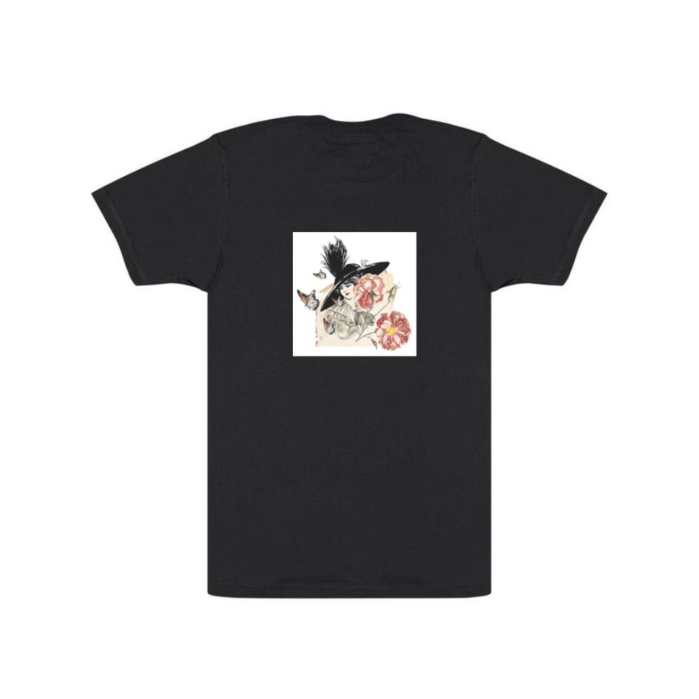 Vintage Woman with Hat, Flowers, and Butterflies T-Shirts