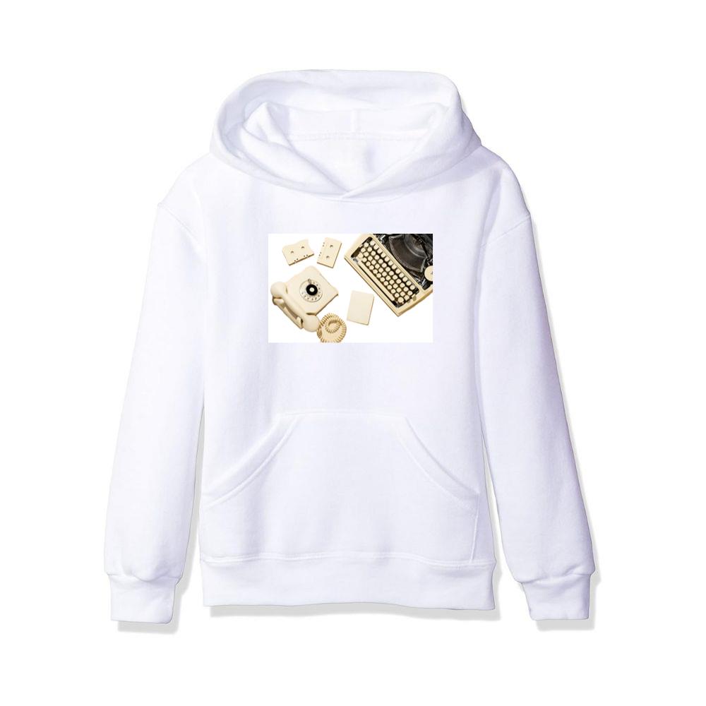 Vintage Yellow Telephone with Typewriter, Cassettes, and Paper Hoodies