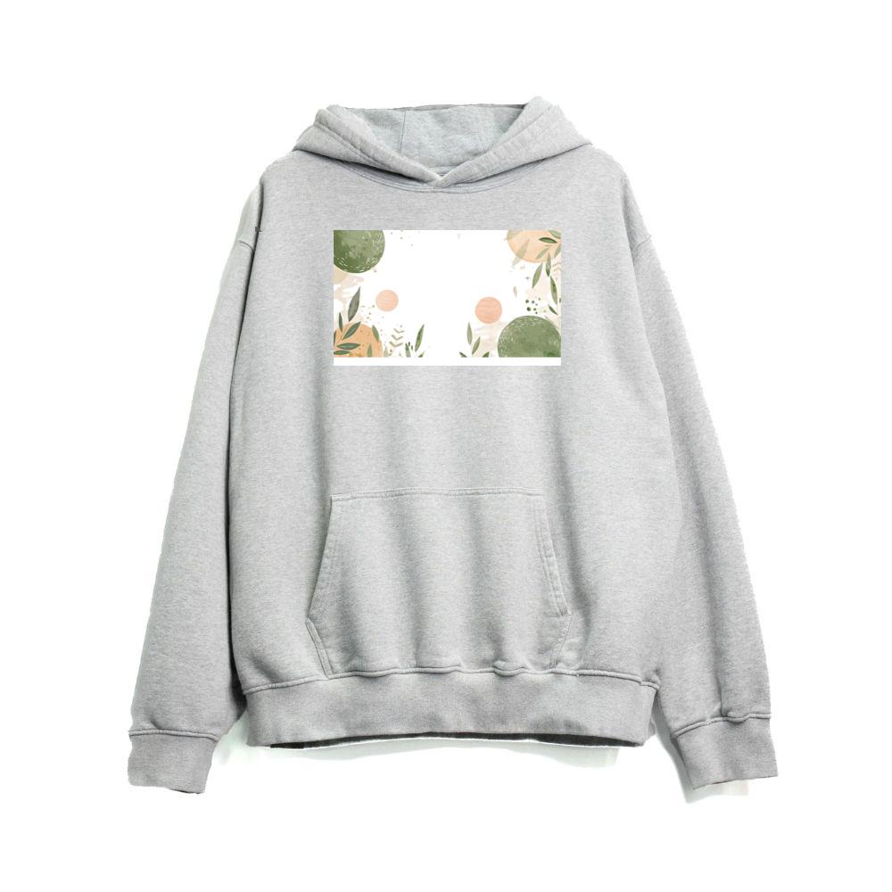 Watercolor Leaf and Circle Pattern Hoodies