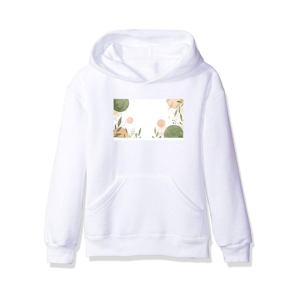 Watercolor Leaf and Circle Pattern Hoodies