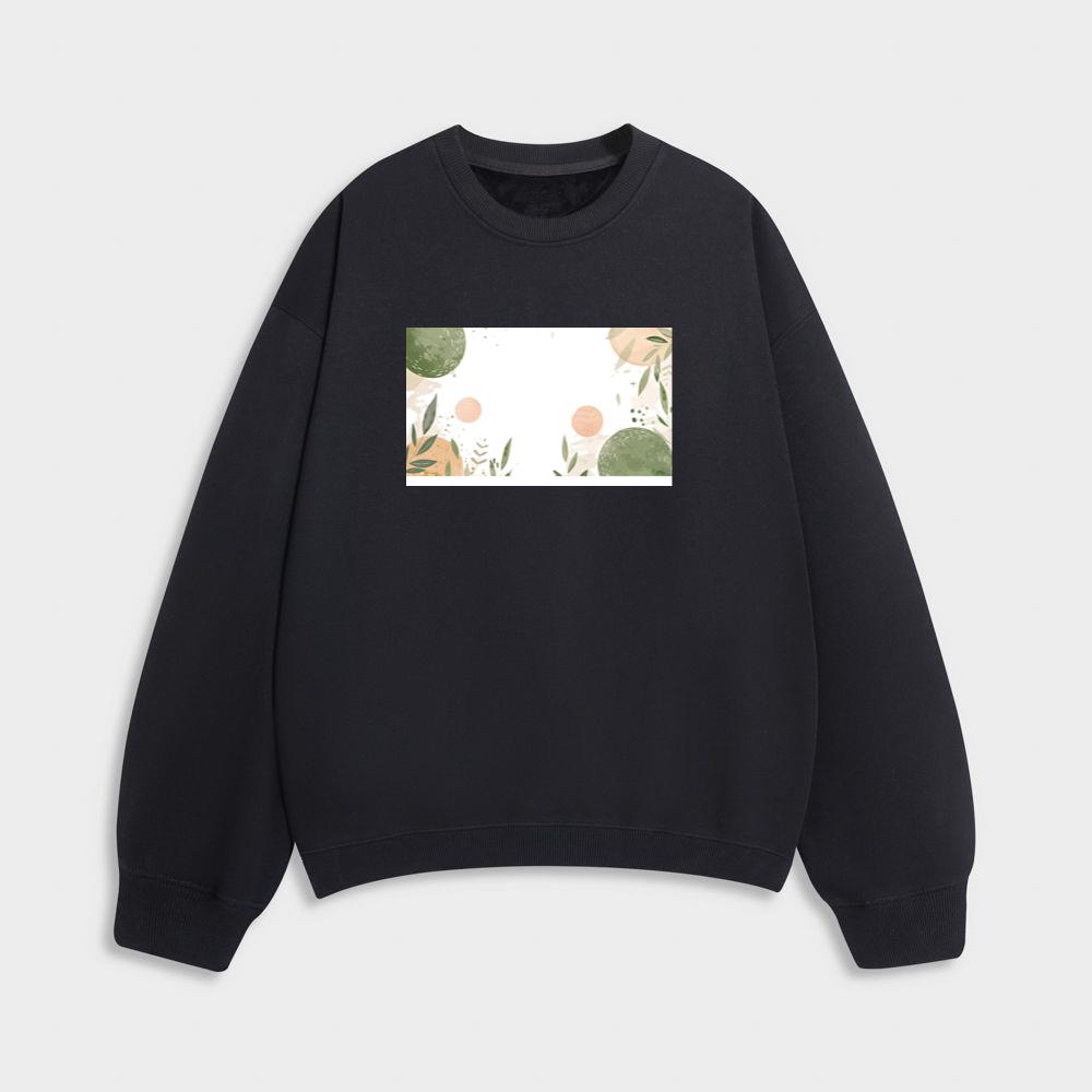 Watercolor Leaf and Circle Pattern Sweatshirt