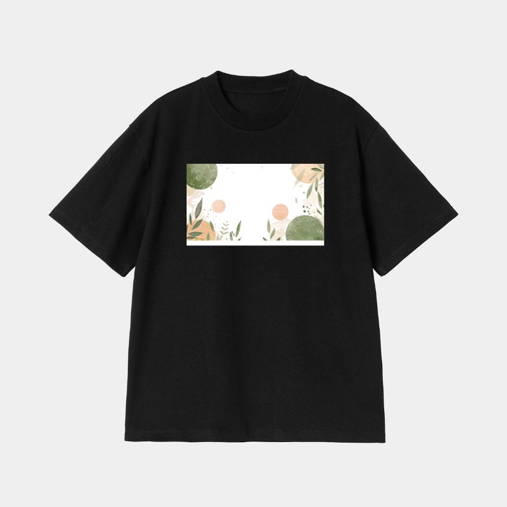 Watercolor Leaf and Circle Pattern T-Shirt